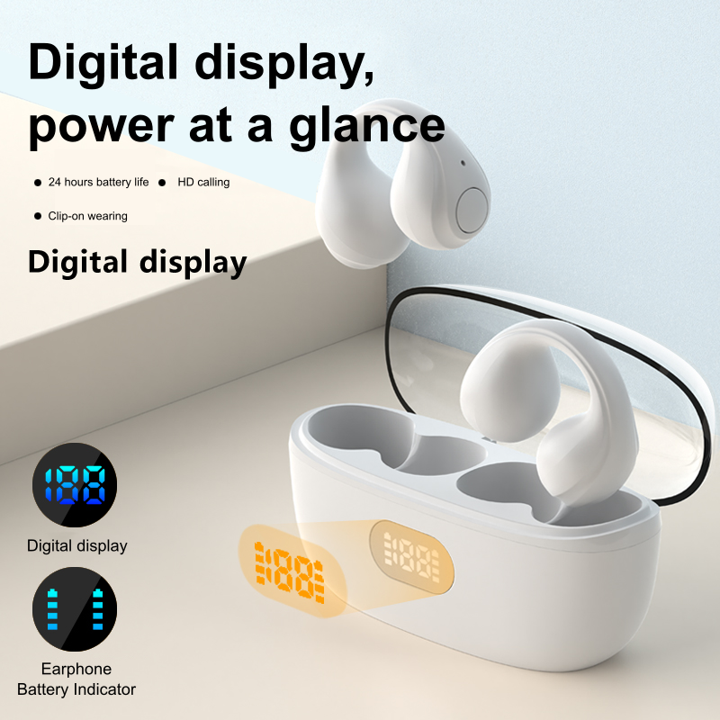 Clip-On Wireless Earbuds with LED Display