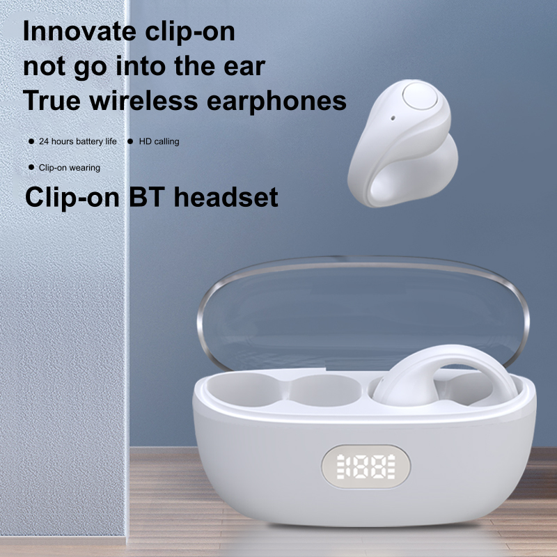 Clip-On Wireless Earbuds with LED Display