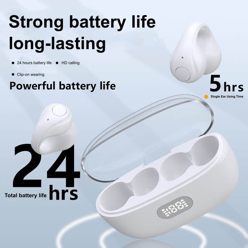 Clip-On Wireless Earbuds with LED Display